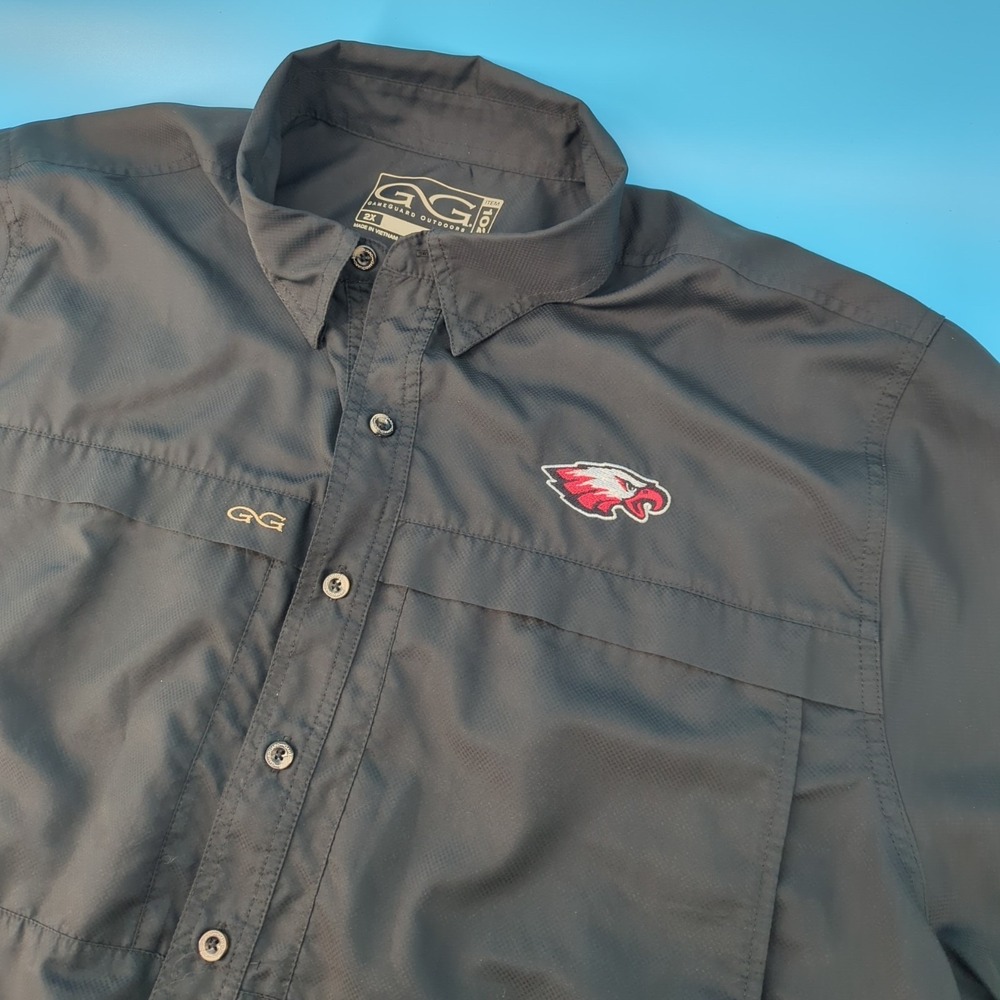GameGuard Men's 2X Black Vented Fishing Shirt Short Sleeve Performance *LOGO*